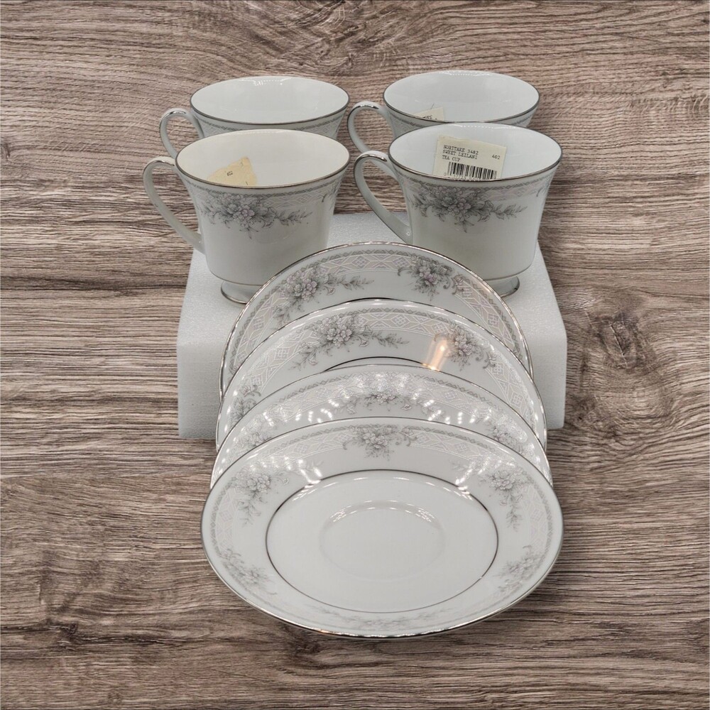 Noritake Legendary Sweet Leilani Tea Coffee Cups & Saucers Lot Of 4 #3482